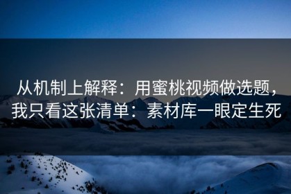 从机制上解释：用蜜桃视频做选题，我只看这张清单：素材库一眼定生死