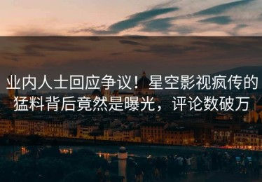 业内人士回应争议！星空影视疯传的猛料背后竟然是曝光，评论数破万