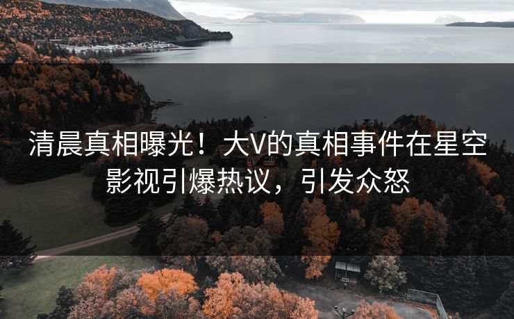 清晨真相曝光！大V的真相事件在星空影视引爆热议，引发众怒